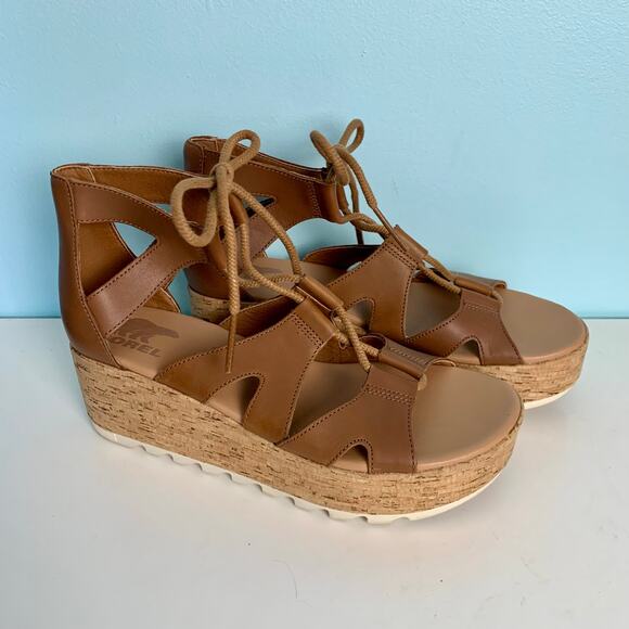 Sorel Brown Cameron Wedge Sandal Size 8 1/2 - Picture 4 of 7